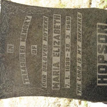 HOPSON Maria Elizabeth 1899-1969