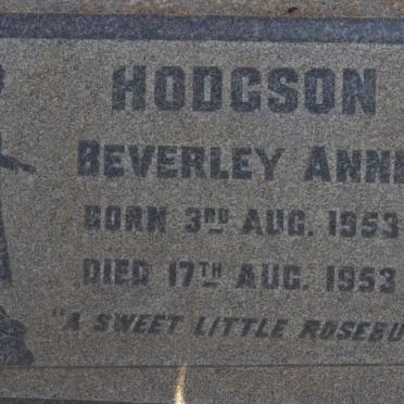 HODGSON Beverley Anne 1953-1953