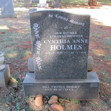 HOLMES Cynthia Anne 1926-1991