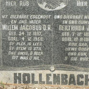 HOLLENBACH Willem Jacobus D.R. 1887-1958 &amp; Gertruida J.P. 1894-1966
