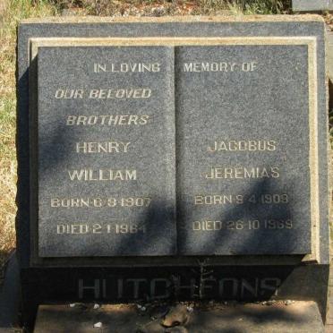 HUTCHEONS Henry William 1907-1963 :: HUTCHEONS Jacobus Jeremias 1909-1969