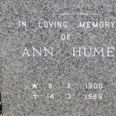 HUME Ann 1900-1989