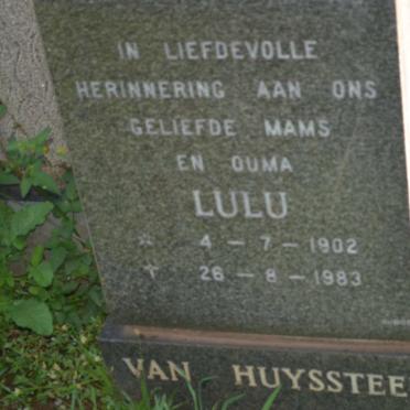 HUYSSTEEN Lulu, van 1902-1983