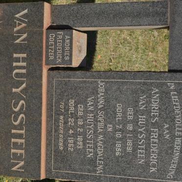 HUYSSTEEN Andries Frederick, van 1891-1956 &amp; Johanna Sophia Magdalena 1899-1962 :: COETZER Andries Frederick