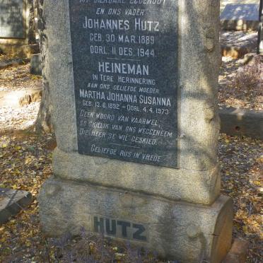 HUTZ Johannes 1889-1944 &amp; Martha Johanna Susanna HEINEMAN 1892-1973