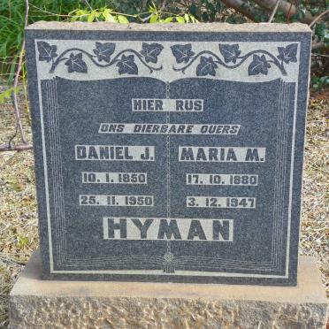 HYMAN Daniel J. 1850-1950 &amp; Maria M. 1880-1947
