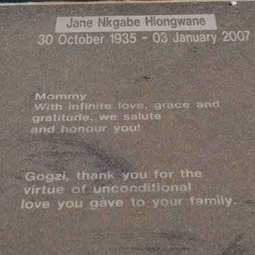 HLONGWANE Jane Nkgabe 1935-2007