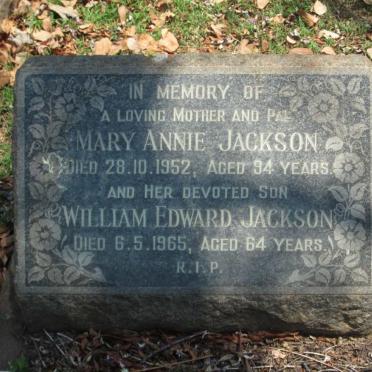 JACKSON Mary Annie -1952 :: JACKSON William Edward -1965