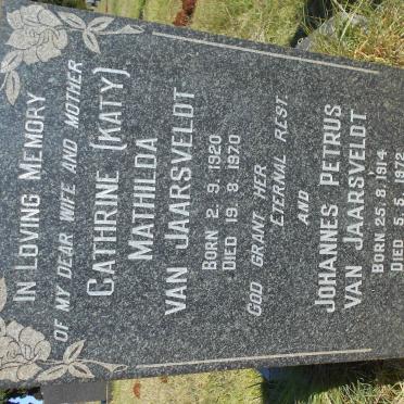 JAARSVELDT Johannes Petrus, van 1914-1972 &amp; Cathrine Mathilda 1920-1970