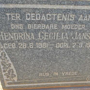 JANSEN Hendrina Cecilia 1881-1964