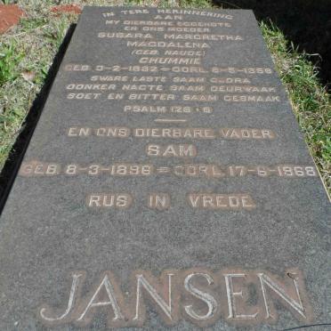 JANSEN Sam 1896-1968 &amp; Susara Margretha Magdalena NAUDE 1892-1956