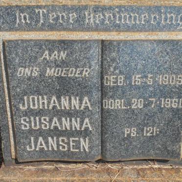 JANSEN Johanna Susanna 1905-1961