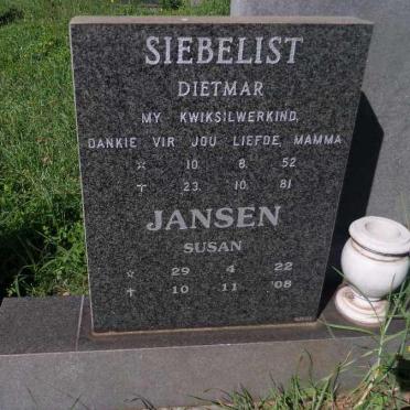 JANSEN Susan 1922-2008 :: SIEBELIST Dietmar 1952-1981