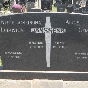 JANSSENS Alois Gerard 1907-1971 &amp; Alice Josephine Ludovica 1912-1986