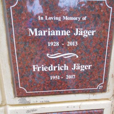 JÄGER Marianne 1928-2013 :: JÄGER Friedrich 1951-2017