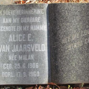 JAARSVELD Alice E., van nee MALAN 1906-1960