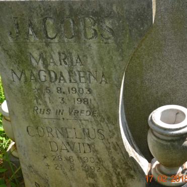 JACOBS Cornelius David 1903-1992 &amp; Maria Magdalena 1903-1981