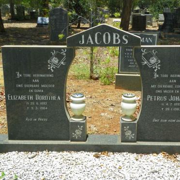 JACOBS Petrus Johannes 1892-1983 &amp; Elizabeth Dorothea 1892-1984