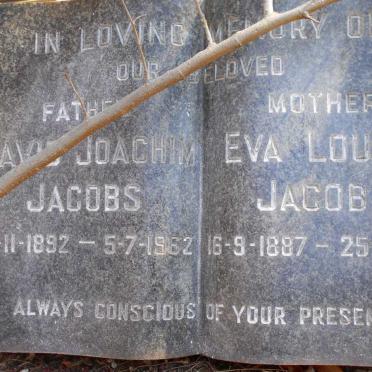JACOBS David Joachim 1892-1962 &amp; Eva Louiza 1887-1961