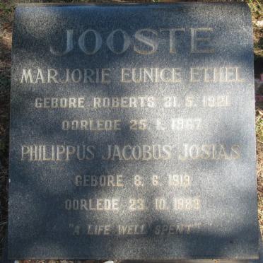JOOSTE Philippus Jacobus Josias 1919-1983 &amp; Marjorie Eunice Ethel ROBERTS 1921-1967