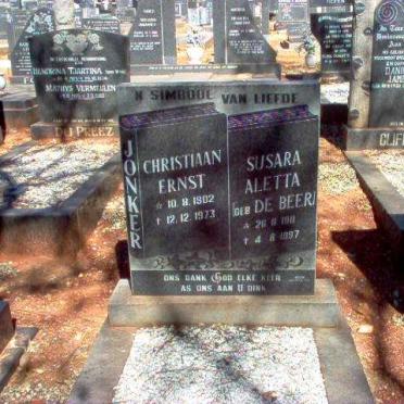 JONKER Christiaan Ernst 1902-1973 &amp; Susara Aletta DE BEER 1911-1997