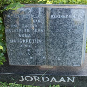 JORDAAN Anna Margaretha 19?4-198?