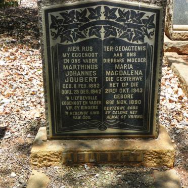 JOUBERT Marthinus Johannes 1882-1942 &amp; Maria Magdalena 1890-1943