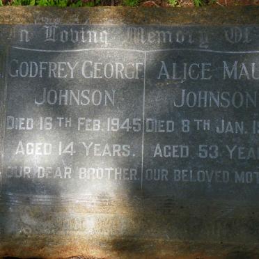 JOHNSON Alice Maud -1950 :: JOHNSON Godfrey George -1945