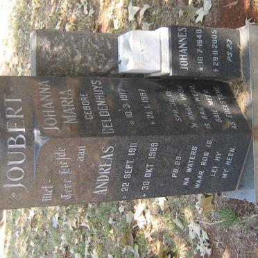 JOUBERT Andreas 1911-1969 &amp; Johanna Maria GELDENHUYS 1917-1997 :: JOUBERT Johannes 1940-2005