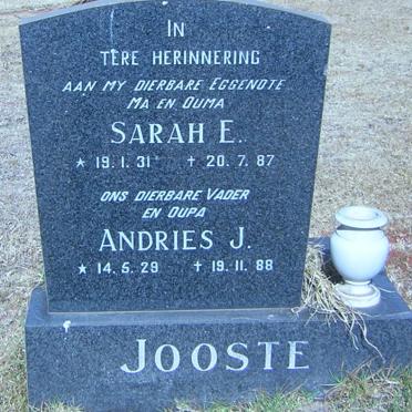 JOOSTE Andries J. 1929-1988 &amp; Sarah E. 1931-1987