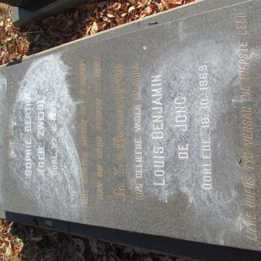 JONG Louis Benjamin, de -1969 &amp; Sophie Bertha ZWEIG -1959