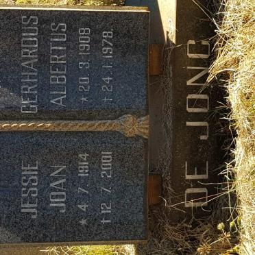 JONG Gerhardus Albertus, de 1908-1978 &amp; Jessie Joan 1914-2001