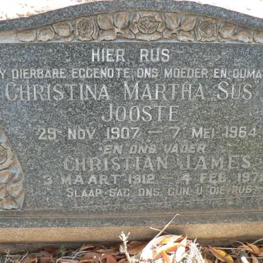 JOOSTE Christian James 1912-1978 &amp; Christina Martha 1907-1964