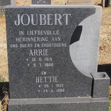 JOUBERT Arrie 1919-1986 &amp; Hettie 1925-1986 