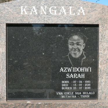 KANGALA Azwidohwi Sarah 1961-2016