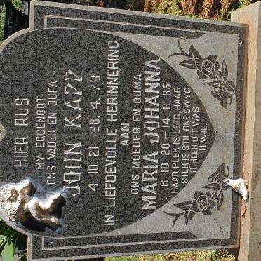 KAPP John 1921-1979 &amp; Maria Johanna 1920-1985