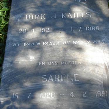 KAHTS J. Dirk 1921-1966 &amp; Sarene 1926-1991