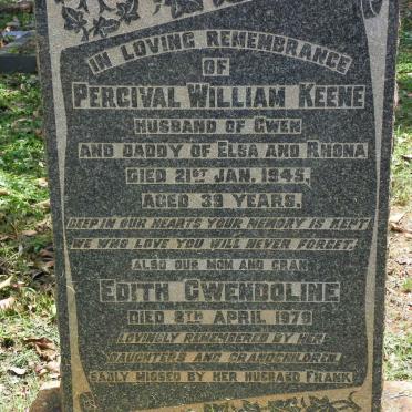 KEENE Percival William -1945 &amp; Edith Gwendoline -1979