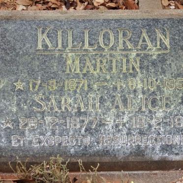 KILLORAN Martin 1871-1959 &amp; Sarah Alice 1877-1972