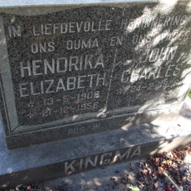 KINGMA John Charles 1926-19?3 &amp; Hendrika Elizabeth 1906-1956