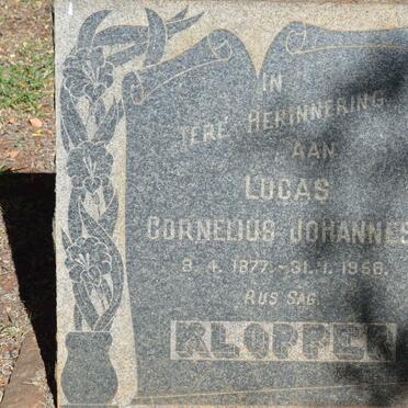 KLOPPER Lucas Cornelius Johannes 1877-1958