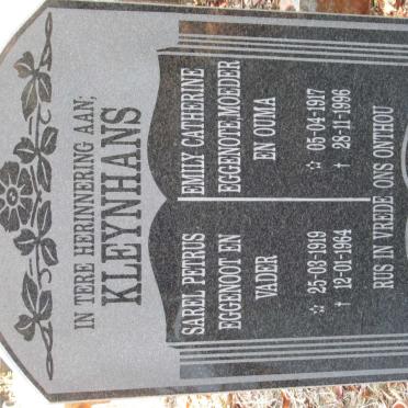 KLEYNHANS Sarel Petrus 1919-1964 &amp; Emily Catherine 1917-1996