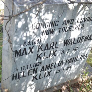 KLIX Max Karl Waldemar 1881-1956 &amp; Helen Amelia Paulina 1898-1980