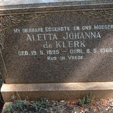 KLERK Aletta Johanna, de 1895-1966