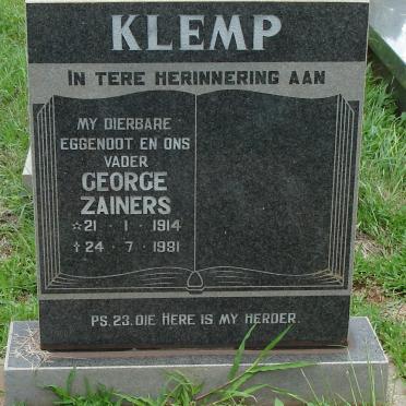KLEMP George Zainers 1914-1981