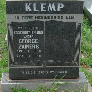 KLEMP George Zainers 1914-1981