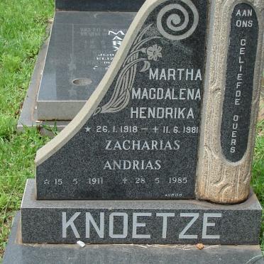 KNOETZE Zacharias Andrias 1911-1985 &amp; Martha Magdalena Hendrika 1918-1981