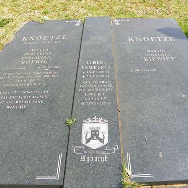 KNOETZE Martin Johannes 1929- &amp; Aletta Herculina Gertruida COETZEE 1934-2004 :: MYBURGH Albert Lambertz 2004-2004