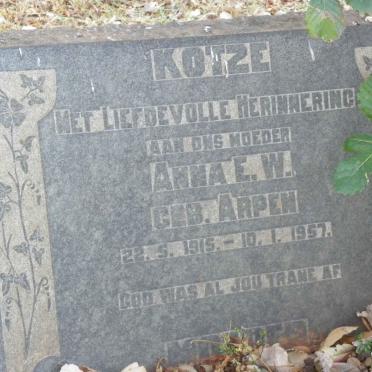 KOTZE Anna E.W. nee ARPEN 1915-1957