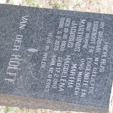 KOLFF Marthinus Jacobus, van der 1905-1973 &amp; Martha Magdelena 1910-1963